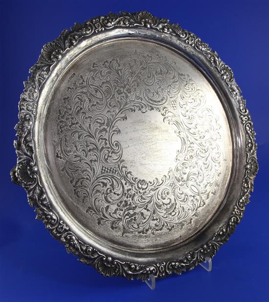 A late Victorian silver circular salver, 39 oz.